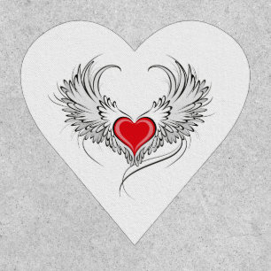 Red Angel Heart with wings Patch