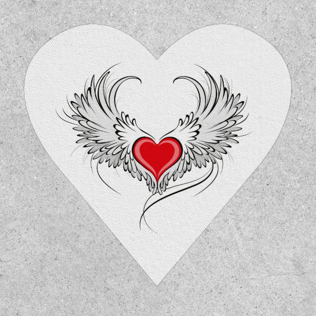 Red Angel Heart with wings Patch (Front)