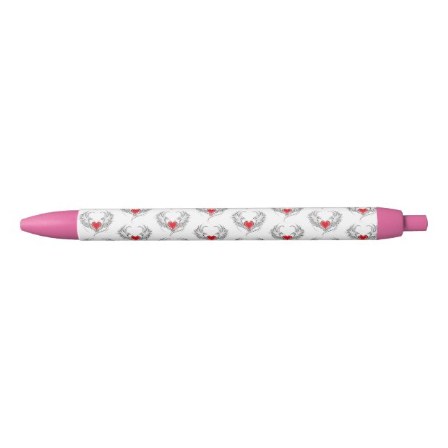 Red Angel Heart with wings Pen (Front)