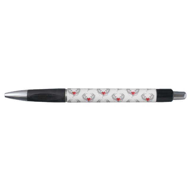 Red Angel Heart with wings Pen (Front)