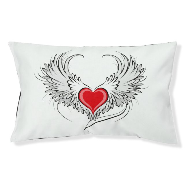 Red Angel Heart with wings Pet Bed (Front)