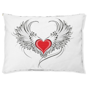 Red Angel Heart with wings Pet Bed
