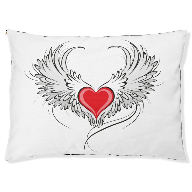 Red Angel Heart with wings Pet Bed (Front)