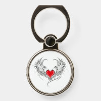 Red Angel Heart with wings