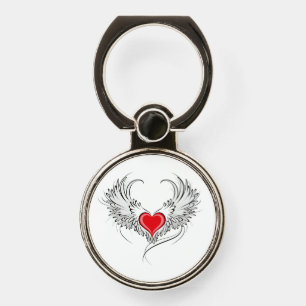 Red Angel Heart with wings Phone Ring Stand
