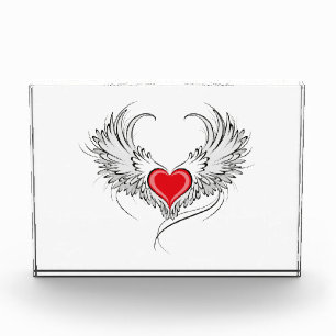 Red Angel Heart with wings Photo Block