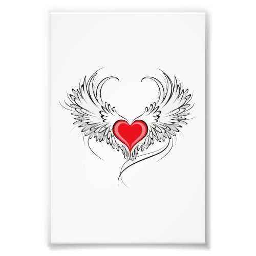 Red Angel Heart with wings Photo Print