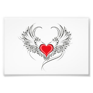 Red Angel Heart with wings Photo Print