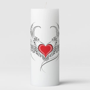 Red Angel Heart with wings Pillar Candle
