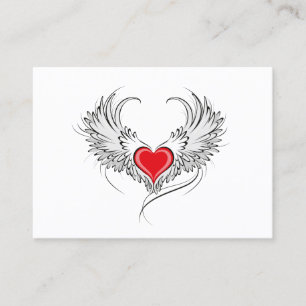 Red Angel Heart with wings Place Card