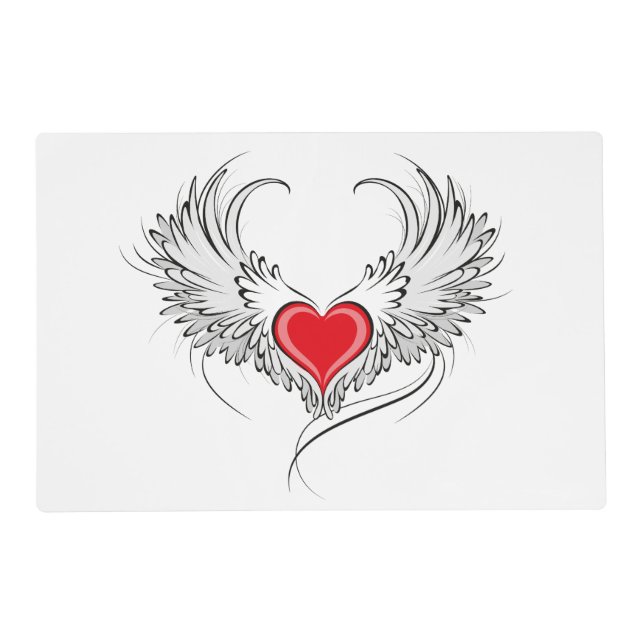 Red Angel Heart with wings Placemat (Front)