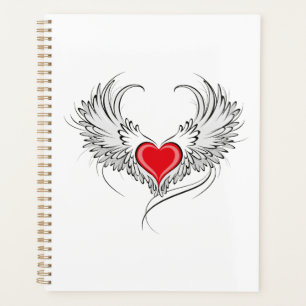 Red Angel Heart with wings Planner