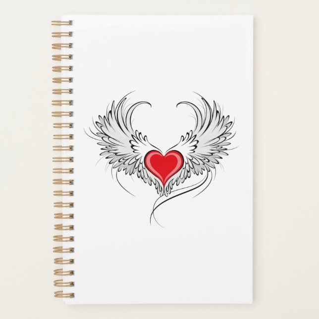 Red Angel Heart with wings Planner (Front)