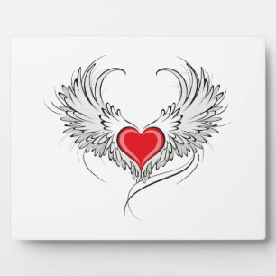 Red Angel Heart with wings Plaque
