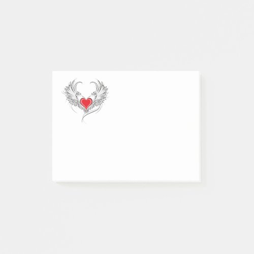 Red Angel Heart with wings Post_it Notes