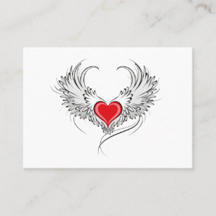Red Angel Heart with wings Referral Card