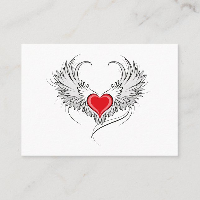 Red Angel Heart with wings Referral Card (Front)