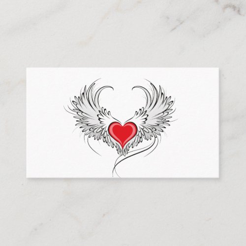 Red Angel Heart with wings Referral Card