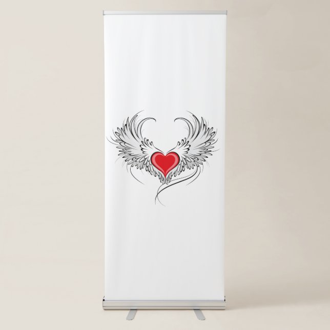 Red Angel Heart with wings Retractable Banner (Front)