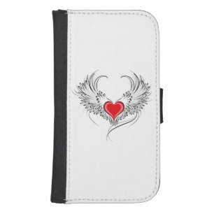 Red Angel Heart with wings Galaxy S4 Wallet Case