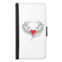 Red Angel Heart with wings Samsung Galaxy S5 Wallet Case