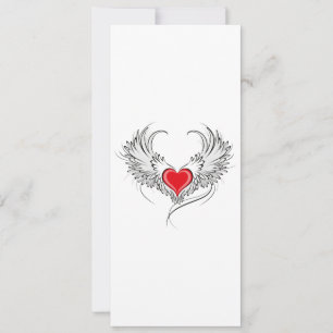 Red Angel Heart with wings Save The Date