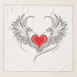 Red Angel Heart with wings Scarf<br><div class="desc">Artistically painted red heart with angel wings gray,  decorated with black smooth contour.</div>