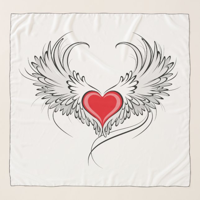Red Angel Heart with wings Scarf (Front)
