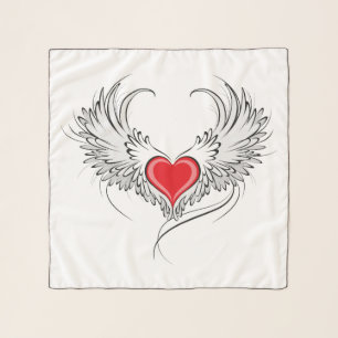 Red Angel Heart with wings Scarf