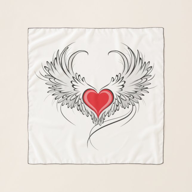 Red Angel Heart with wings Scarf (Front)
