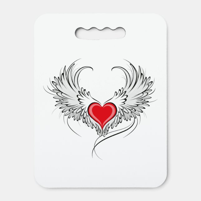 Red Angel Heart with wings Seat Cushion (Front Vertical)