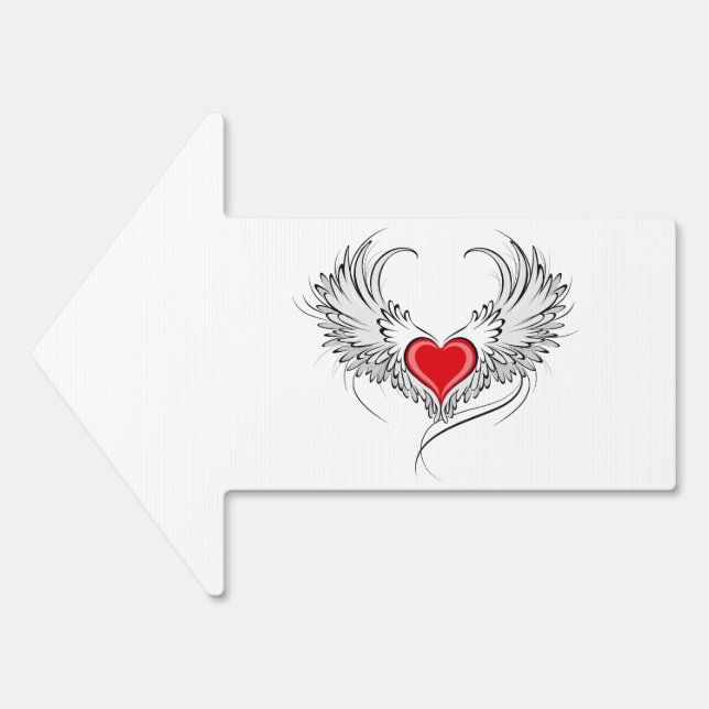 Red Angel Heart with wings Sign (Front)