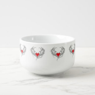Red Angel Heart with wings Soup Mug