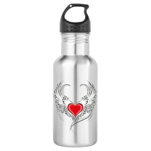 Red Angel Heart with wings Stainless Steel Water Bottle