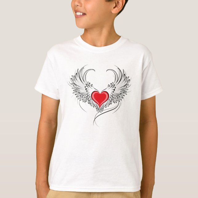 Red Angel Heart with wings T-Shirt (Front)
