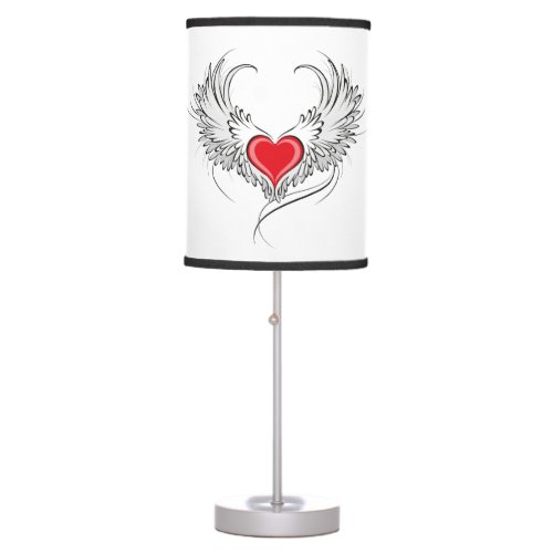 Red Angel Heart with wings Table Lamp