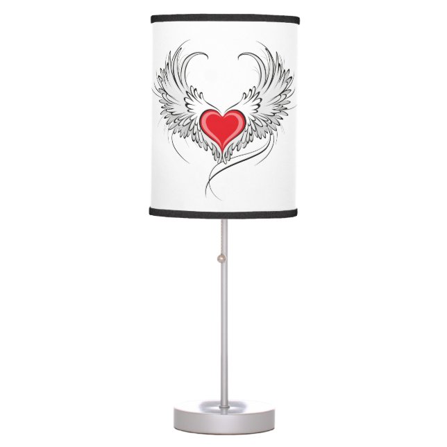 Red Angel Heart with wings Table Lamp (Front)