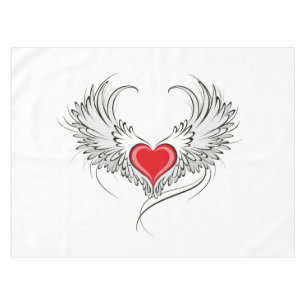 Red Angel Heart with wings Tablecloth