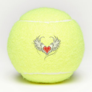 Red Angel Heart with wings Tennis Balls