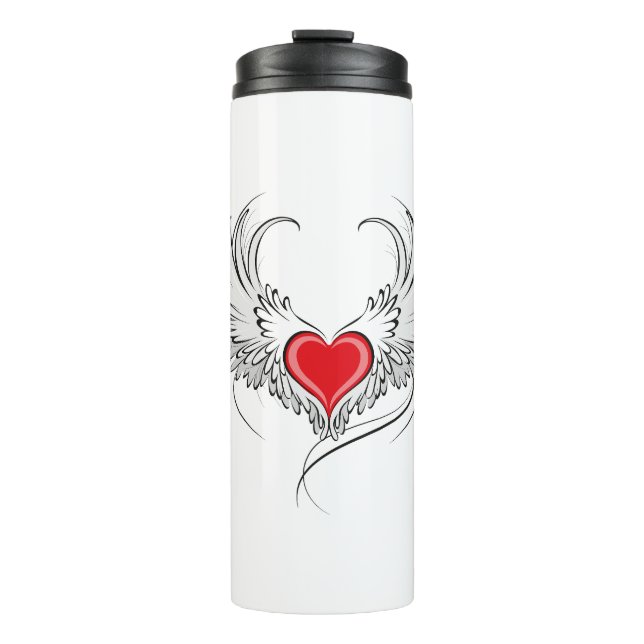 Red Angel Heart with wings Thermal Tumbler (Front)
