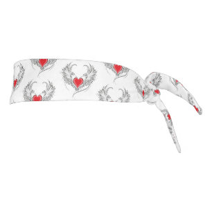Red Angel Heart with wings Tie Headband