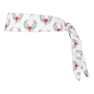 Red Angel Heart with wings Tie Headband