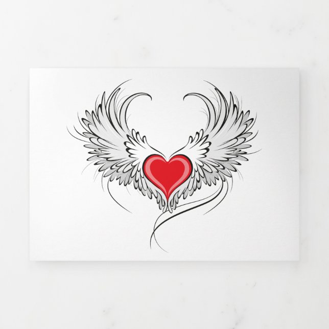 Red Angel Heart with wings Tri-Fold Program (Cover)