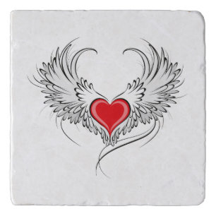 Red Angel Heart with wings Trivet