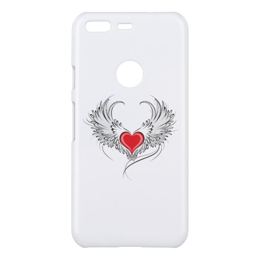 Red Angel Heart with wings Uncommon Google Pixel Case (Back)