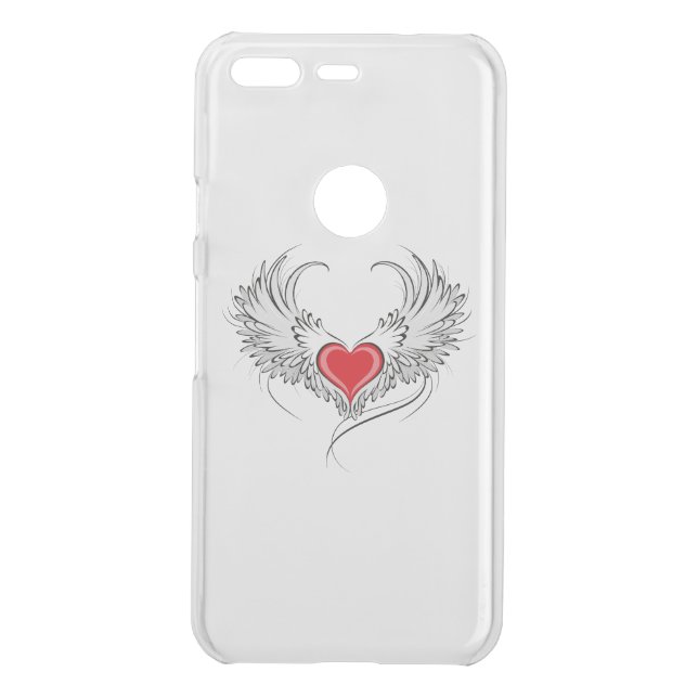 Red Angel Heart with wings Uncommon Google Pixel Case (Back)