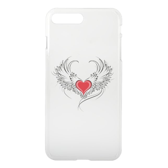 Red Angel Heart with wings Uncommon iPhone Case (Back)