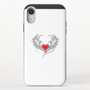 Red Angel Heart with wings iPhone XR Slider Case
