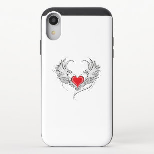 Red Angel Heart with wings iPhone XR Slider Case