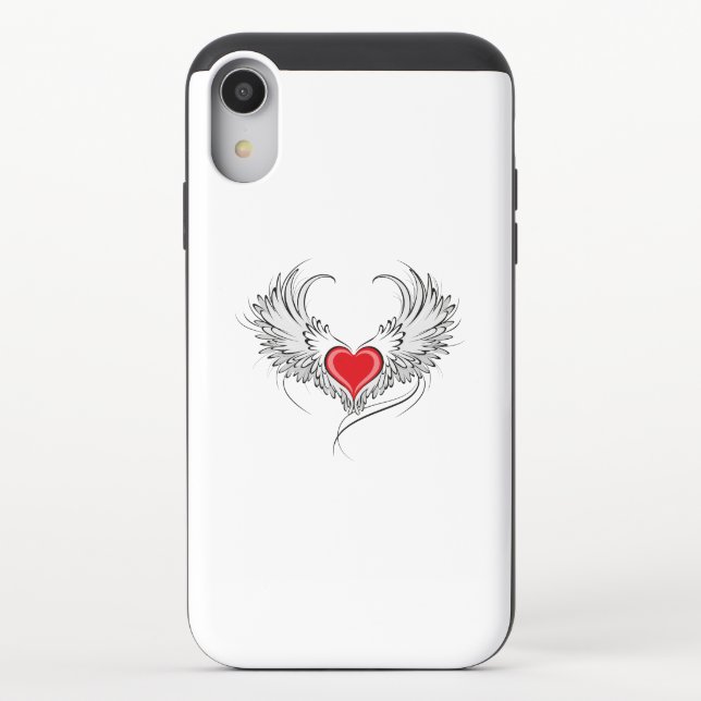 Red Angel Heart with wings Uncommon iPhone Case (Back)
